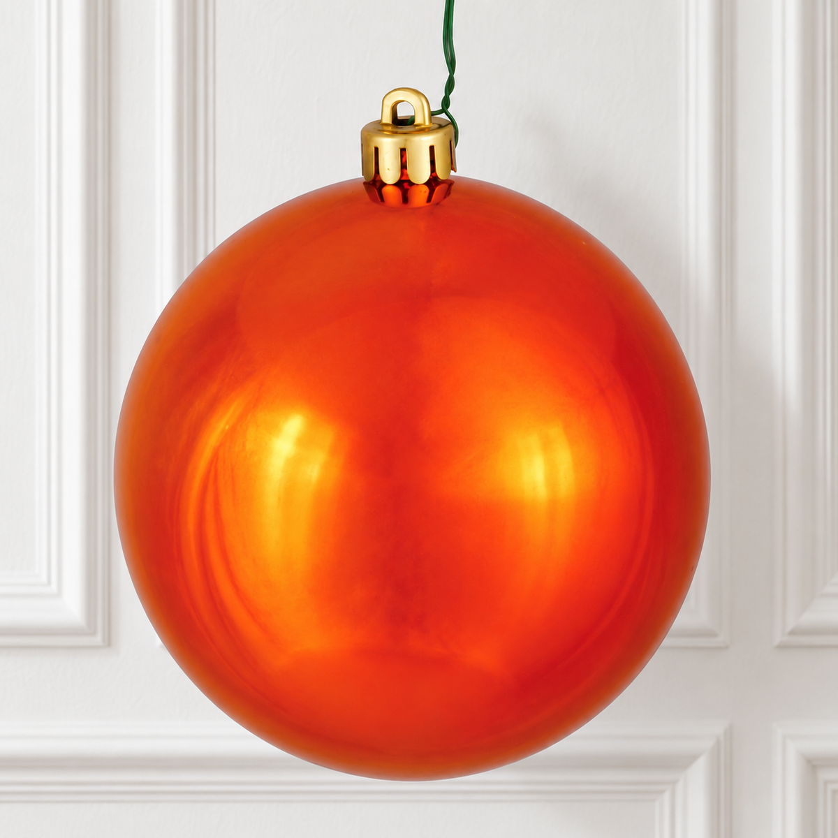 4" Shatterproof Ball Ornament - Burnished Orange - Shiny - UV Treated — view 2