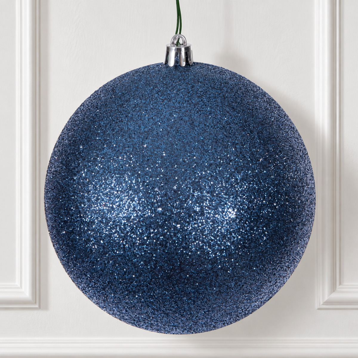 4" Shatterproof Ball Ornament - Denim Blue - Glitter - Bag of 6 — view 2
