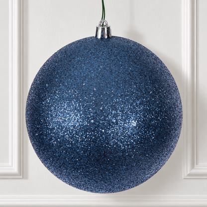 4" Shatterproof Ball Ornament - Denim Blue - Glitter - Bag of 6 — view 2