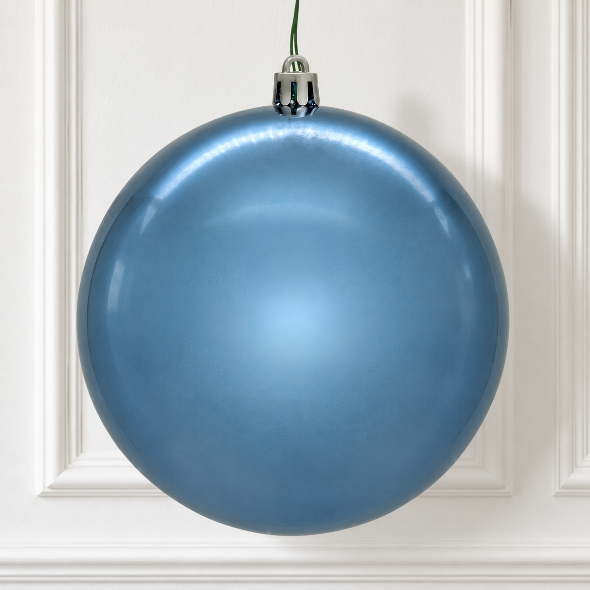 4" Shatterproof Ball Ornament - Denim Blue - Shiny  - UV Treated - Bag of 6 — view 2