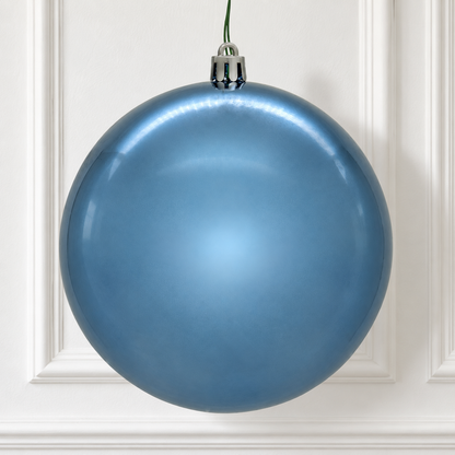 4" Shatterproof Ball Ornament - Denim Blue - Shiny  - UV Treated - Bag of 6 — view 2