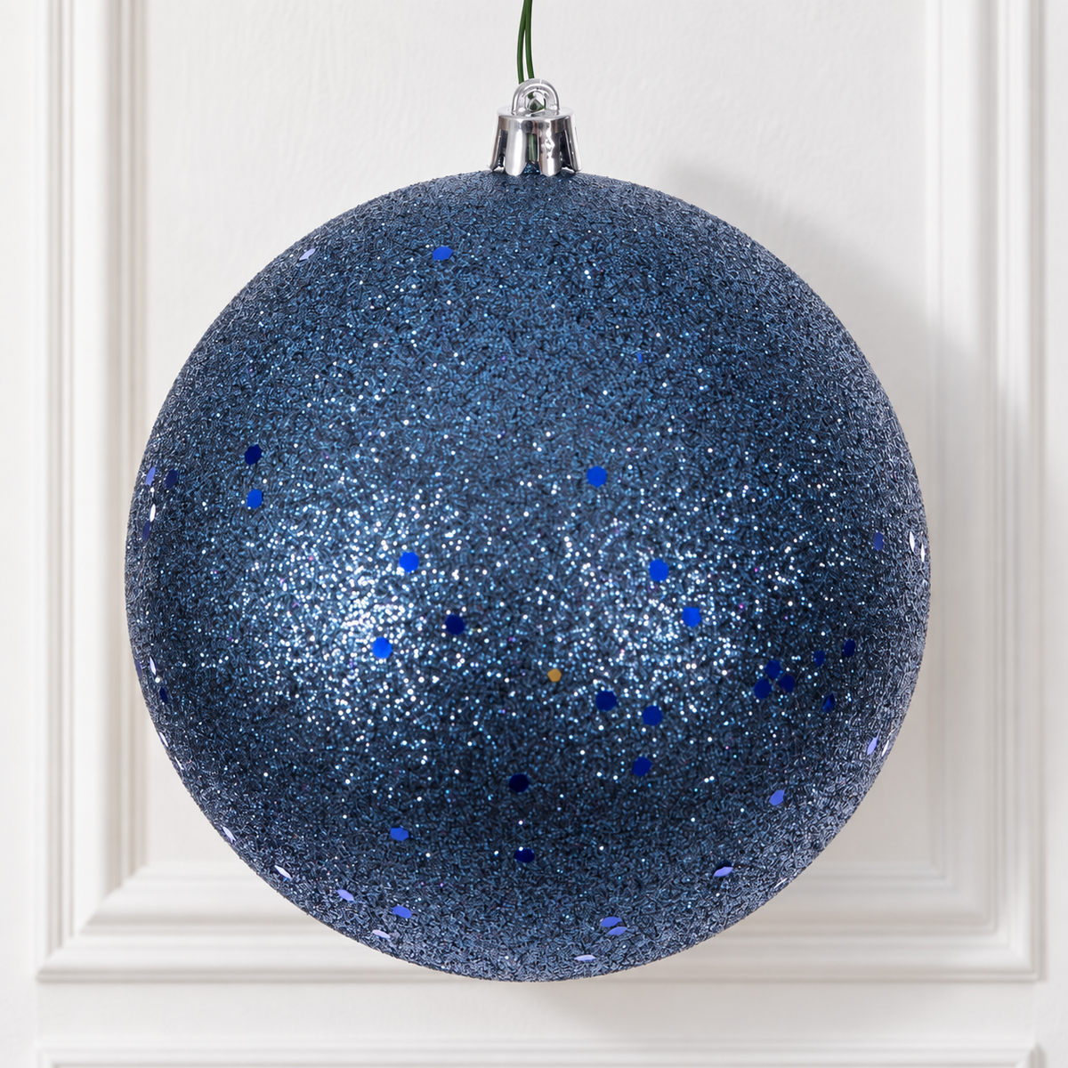 4" Shatterproof Ball Ornament - Denim Blue - Sequin - UV Treated - Bag of 6 — view 2