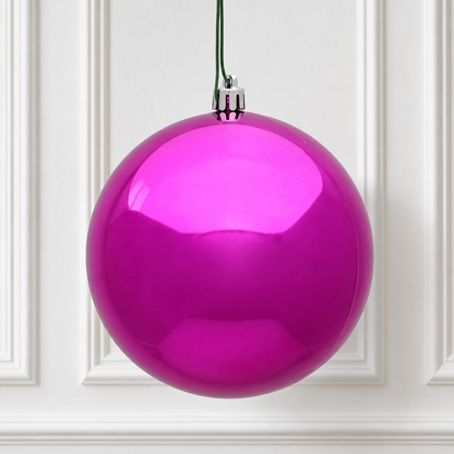 4" Shatterproof Ball Ornament - Fuchsia - Candy - UV Treated - Bag of 6 — view 2