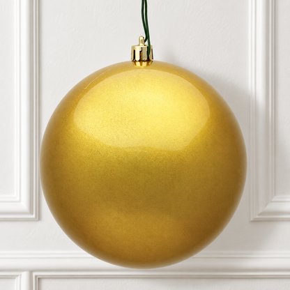 4" Shatterproof Ball Ornament - Gold - Candy - UV Treated - Bag of 6 — view 2
