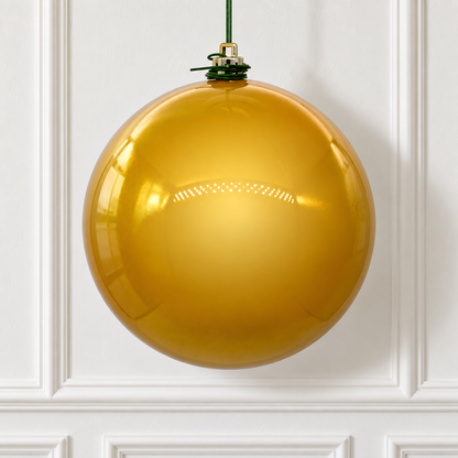 4" Shatterproof Ball Ornament - Gold - Pearl - Bag of 6 — view 2