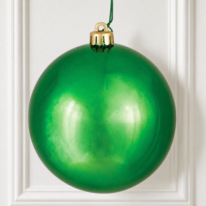 4" Shatterproof Ball Ornament - Green - Shiny - UV Treated - Bag of 6 — view 2