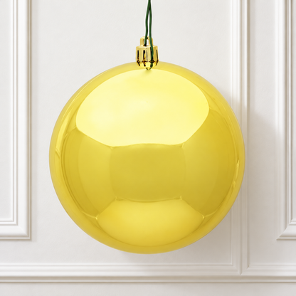 4" Shatterproof Ball Ornament - Honey Gold - Shiny - UV Treated - Bag of 6 — view 2