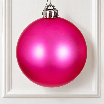 4" Shatterproof Ball Ornament - Hot Pink - Matte -  UV Treated - Bag of 6 — view 2