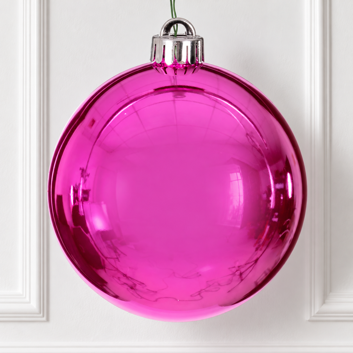 4" Shatterproof Ball Ornament - Hot Pink - Shiny - UV Treated — view 2