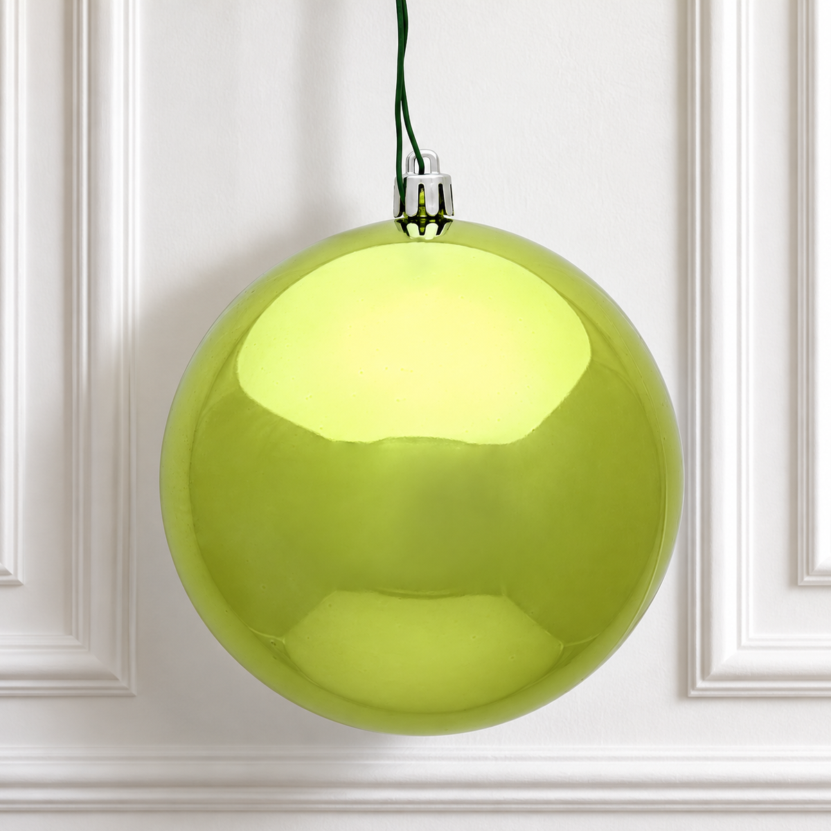4" Shatterproof Ball Ornament - Lime - Shiny - UV Treated - Bag of 6 — view 2
