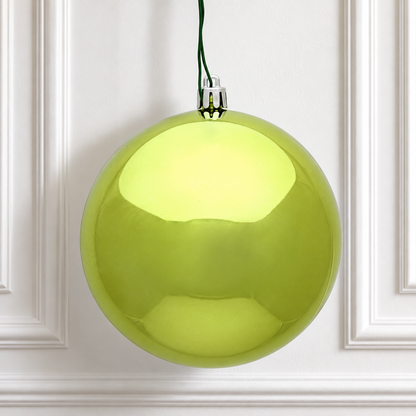 4" Shatterproof Ball Ornament - Lime - Shiny - UV Treated - Bag of 6 — view 2