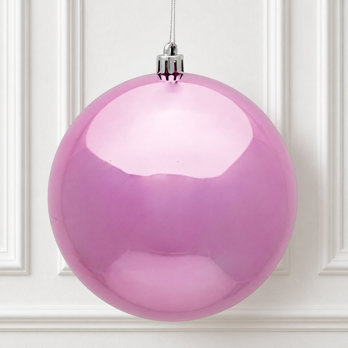4" Shatterproof Ball Ornament - Pink - Shiny - UV Treated — view 2
