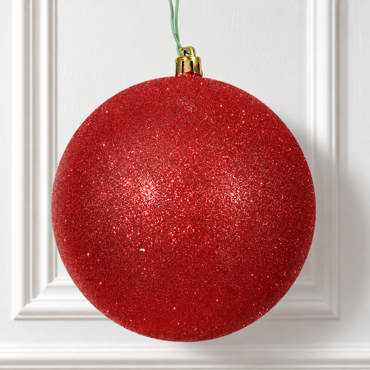 4" Shatterproof Ball Ornament - Red - Glitter - Bag of 6 — view 2