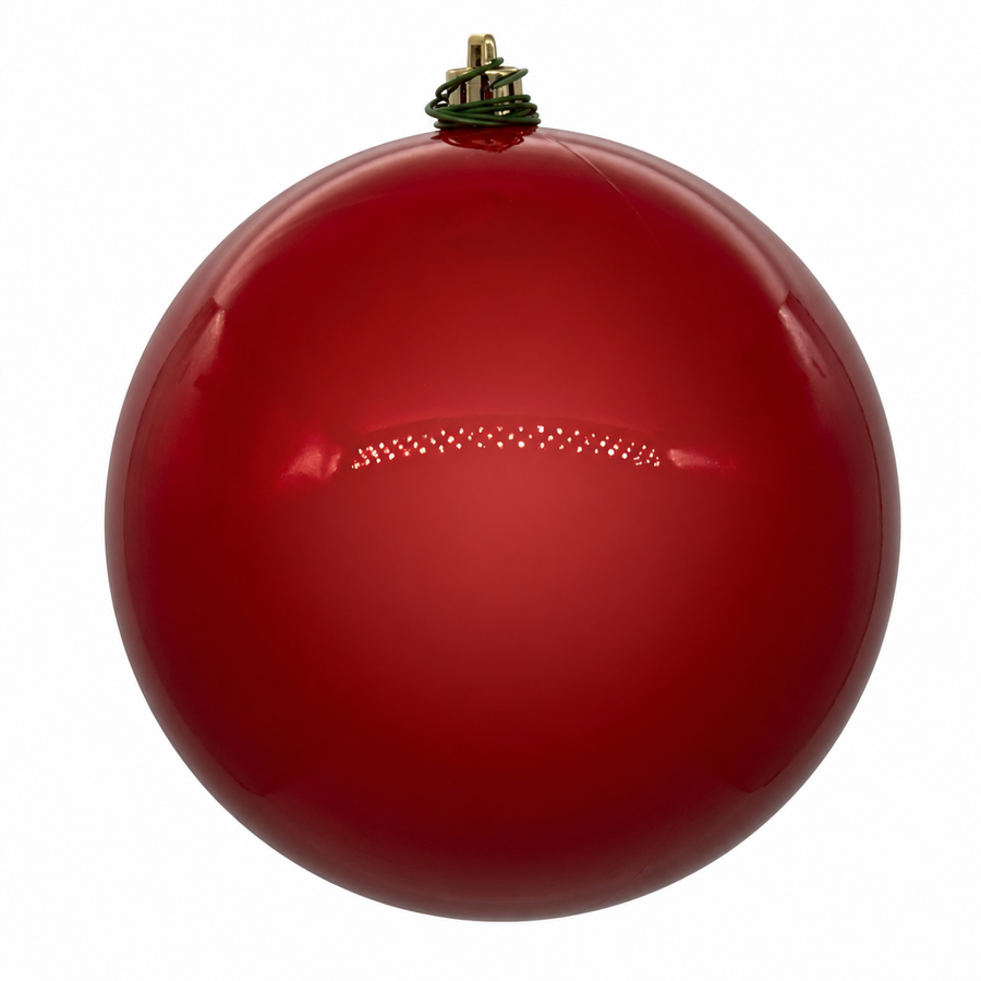 4" Shatterproof Ball Ornament - Red - Pearl - Bag of 6 4" (Set of 6)- Pearl (UV)