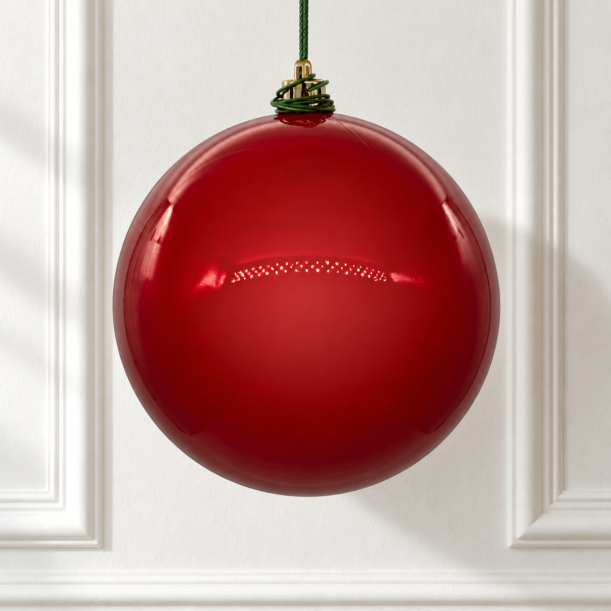4" Shatterproof Ball Ornament - Red - Pearl - Bag of 6 — view 2