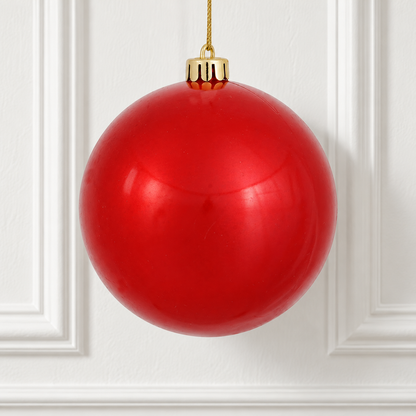 4" Shatterproof Ball Ornament - Red - Shiny - UV Treated - Bag of 6 — view 2
