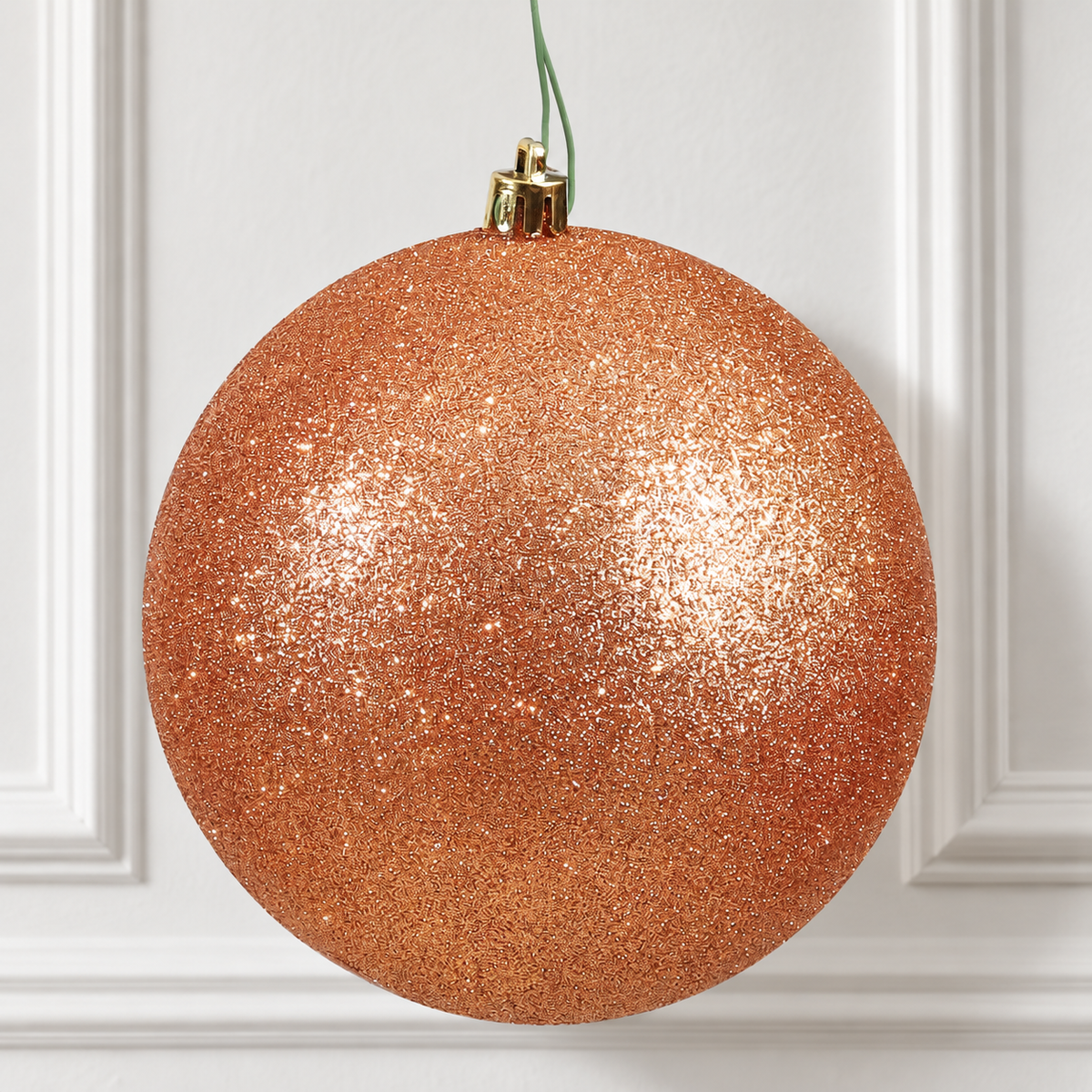 4" Shatterproof Ball Ornament - Rose Gold - Glitter - Bag of 6 — view 2