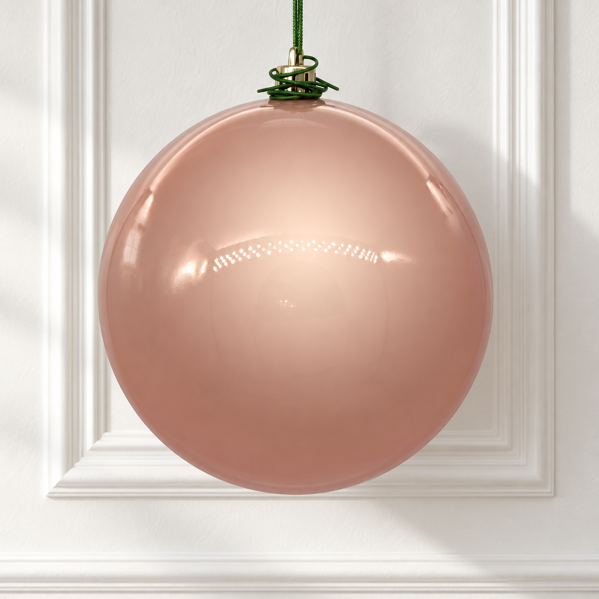 4" Shatterproof Ball Ornament - Rose Gold - Pearl - Bag of 6 — view 2