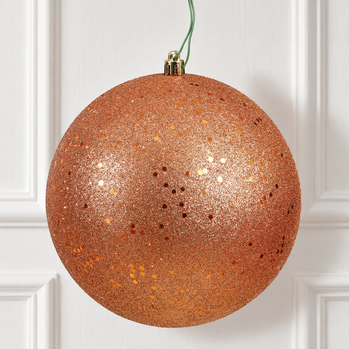 4" Shatterproof Ball Ornament - Rose Gold - Sequin - UV Treated - Bag of 6 — view 2