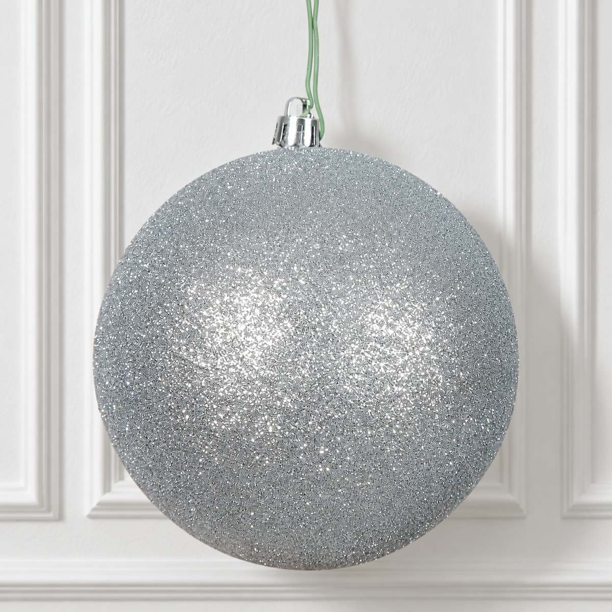 4" Shatterproof Ball Ornament - Silver - Glitter - UV Treated - Bag of 6 — view 2