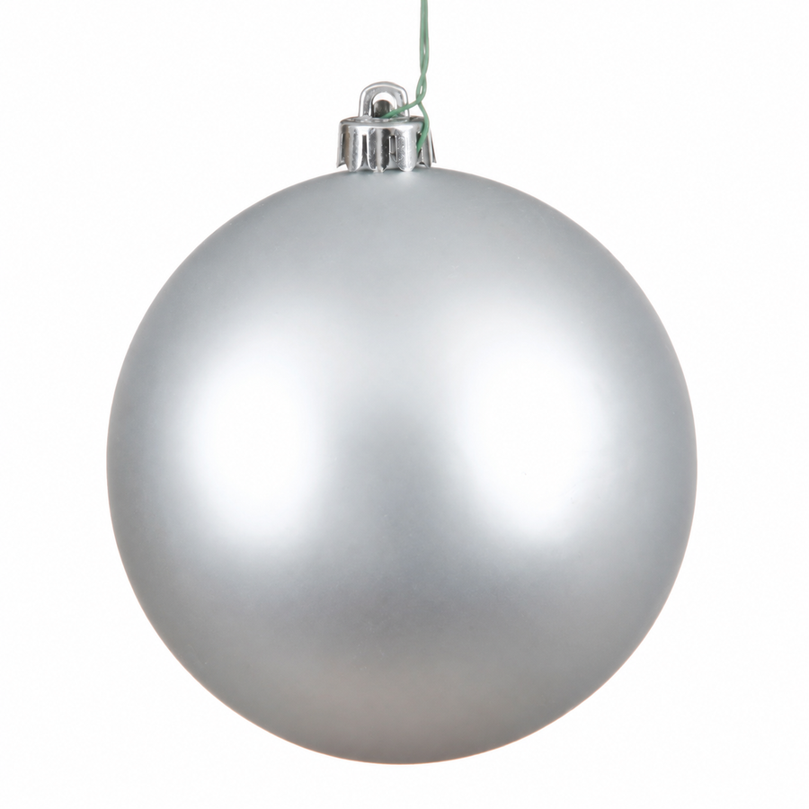 4" Shatterproof Ball Ornament - Silver - Matte - UV Treated - Bag of 6 4" (Set of 6)- Matte (UV)