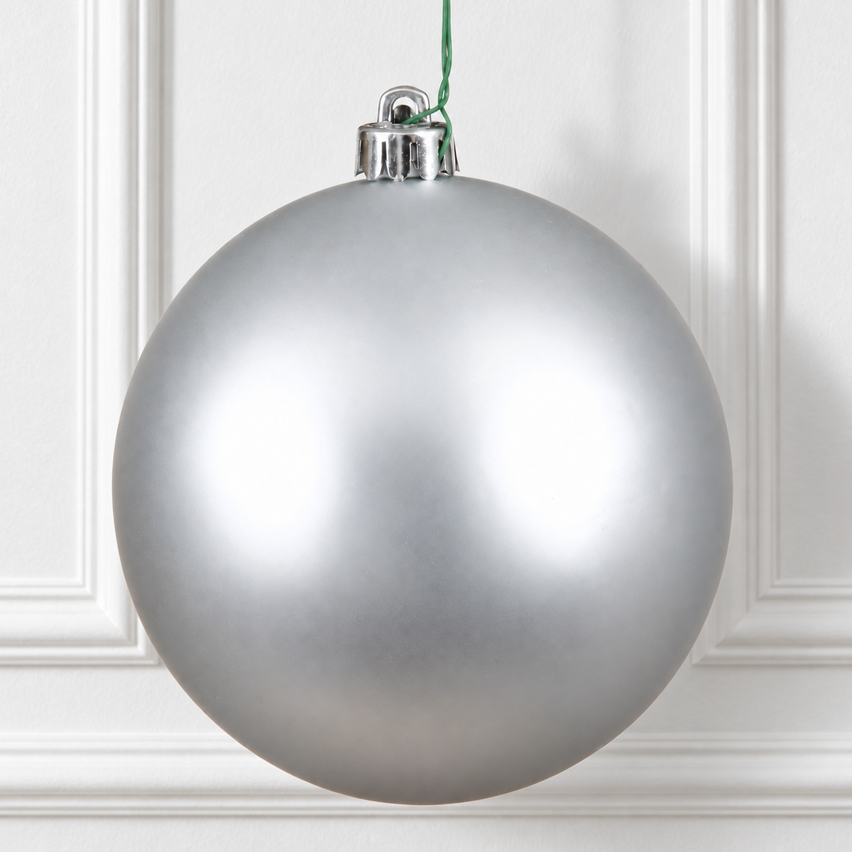 4" Shatterproof Ball Ornament - Silver - Matte - UV Treated - Bag of 6 — view 2