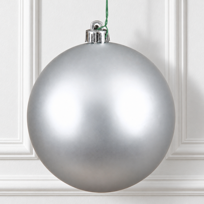 4" Shatterproof Ball Ornament - Silver - Matte - UV Treated - Bag of 6 — view 2