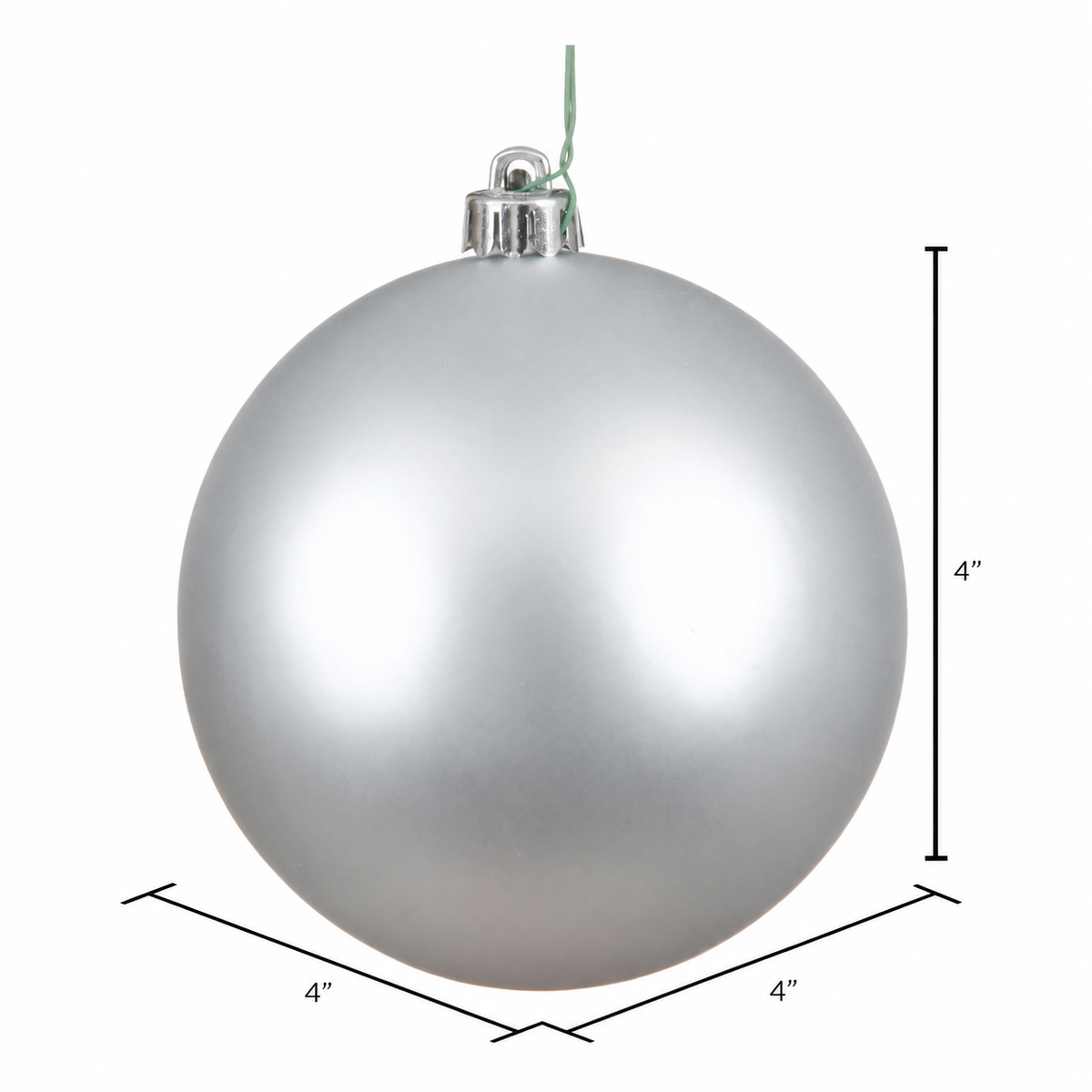4" Shatterproof Ball Ornament - Silver - Matte - UV Treated - Bag of 6 — view 3
