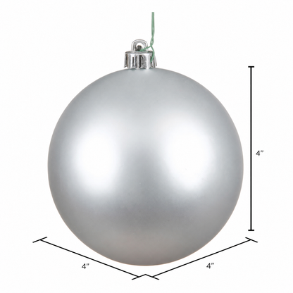 4" Shatterproof Ball Ornament - Silver - Matte - UV Treated - Bag of 6 — view 3