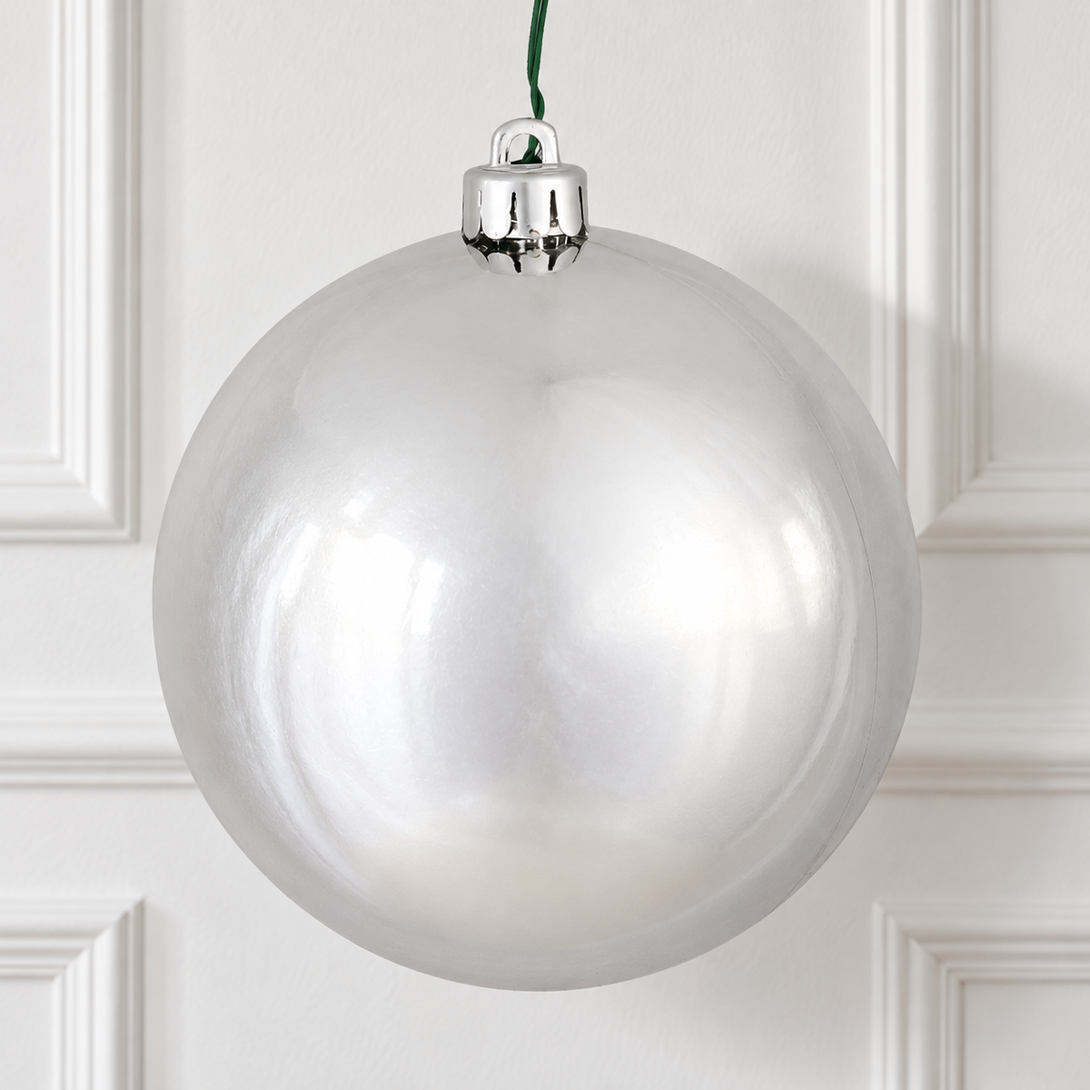 4" Shatterproof Ball Ornament - Silver - Shiny - UV Treated - Bag of 6 — view 2