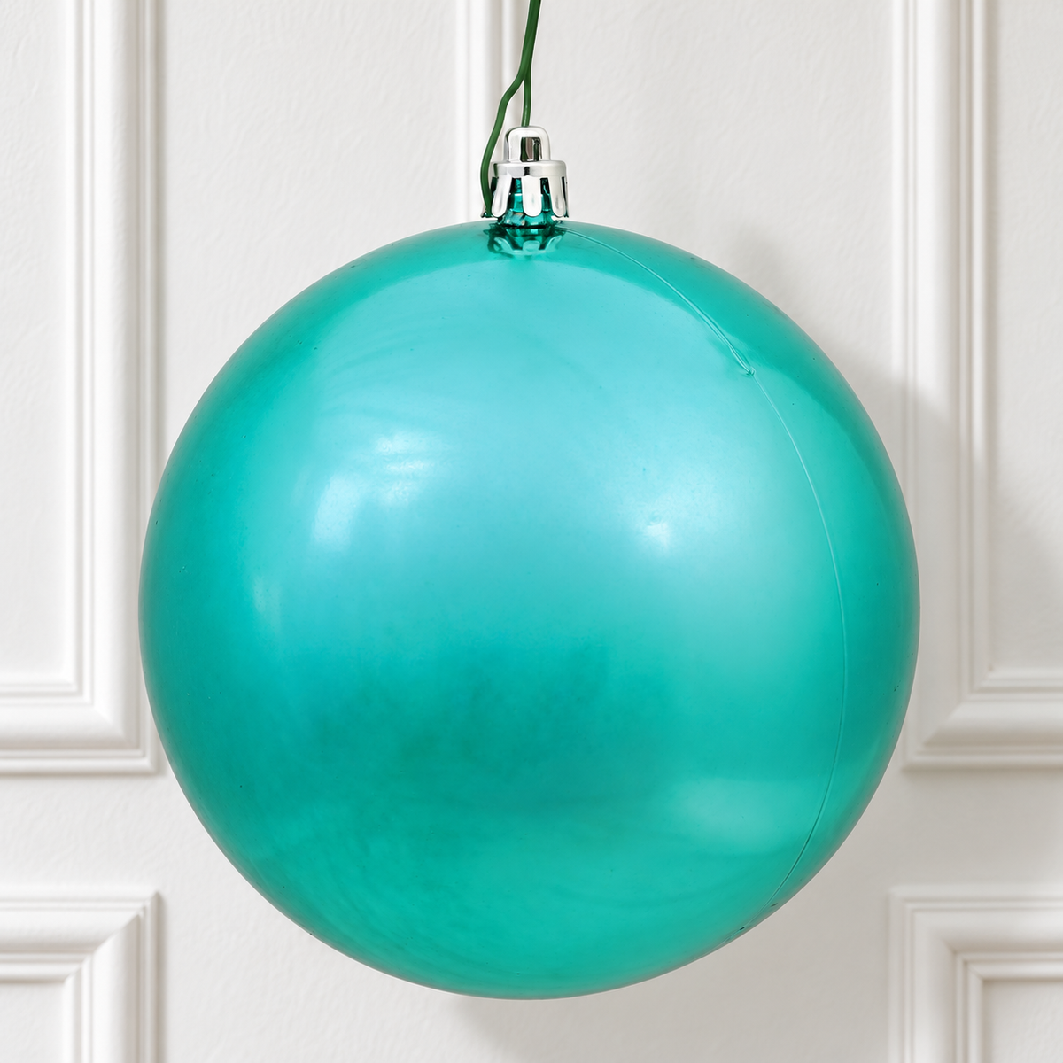 4" Shatterproof Ball Ornament - Teal - Shiny - UV Treated - Bag of 6 — view 2