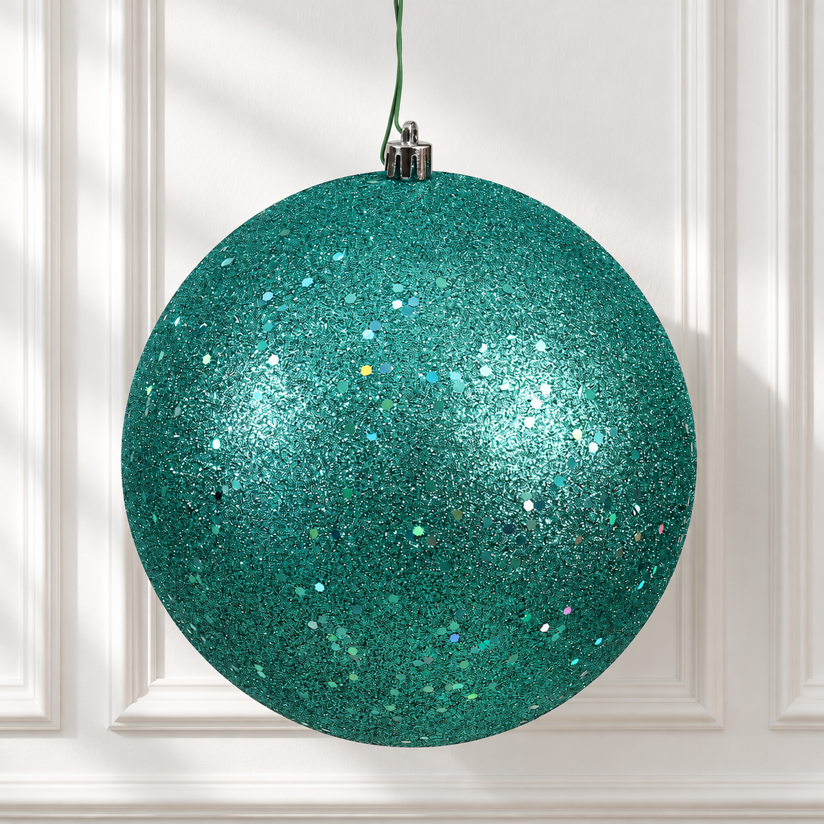 4" Shatterproof Ball Ornament - Teal - Sequin - Bag of 6 — view 2
