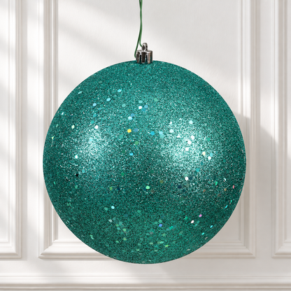 4" Shatterproof Ball Ornament - Teal - Sequin - Bag of 6 — view 2