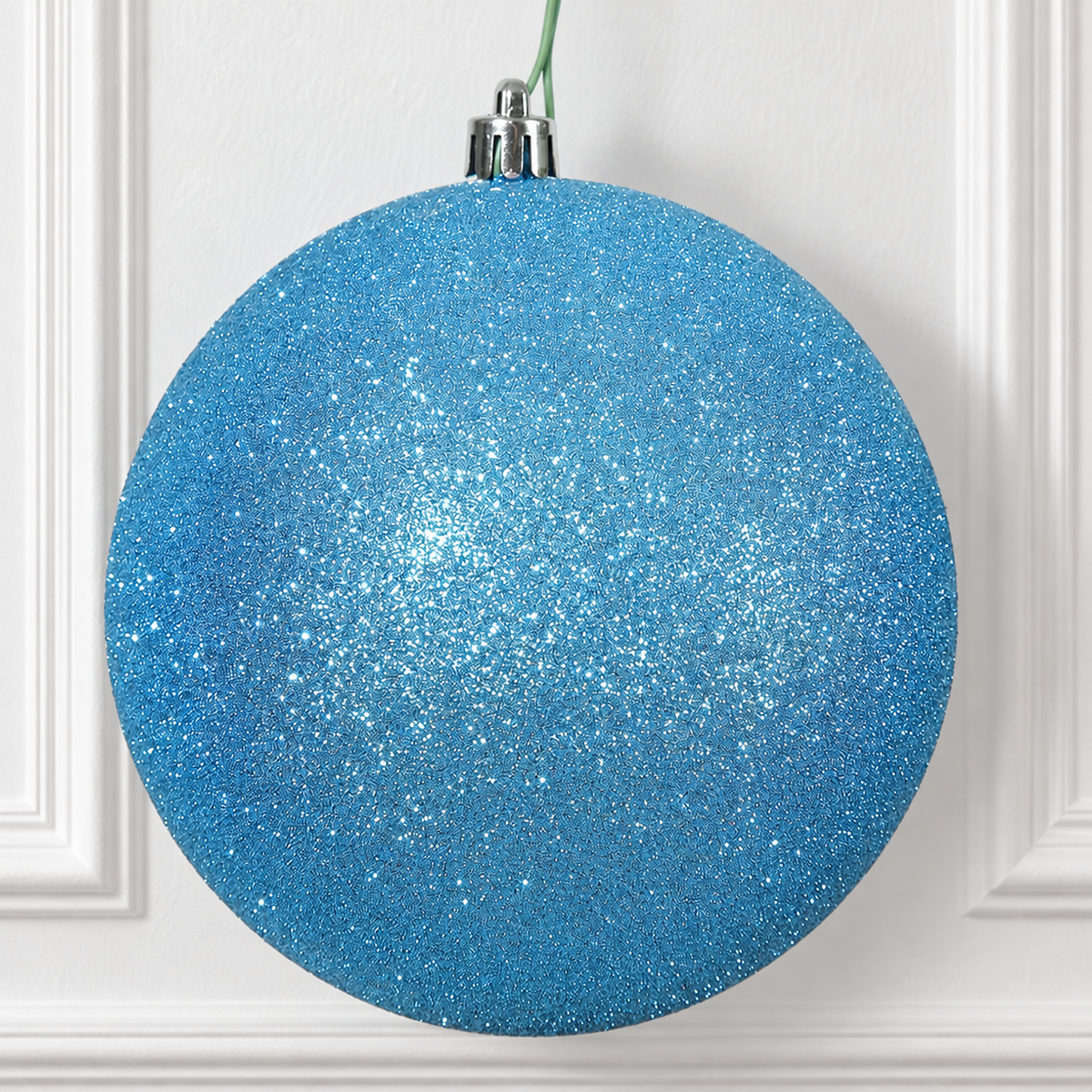 4" Shatterproof Ball Ornament - Turquoise - Glitter - Bag of 6 — view 2