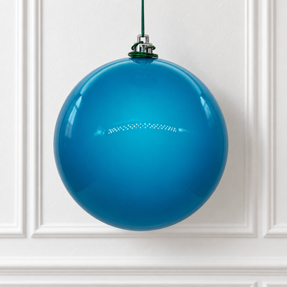 4" Shatterproof Ball Ornament - Turquoise - Pearl - UV Treated - Bag of 6 — view 2