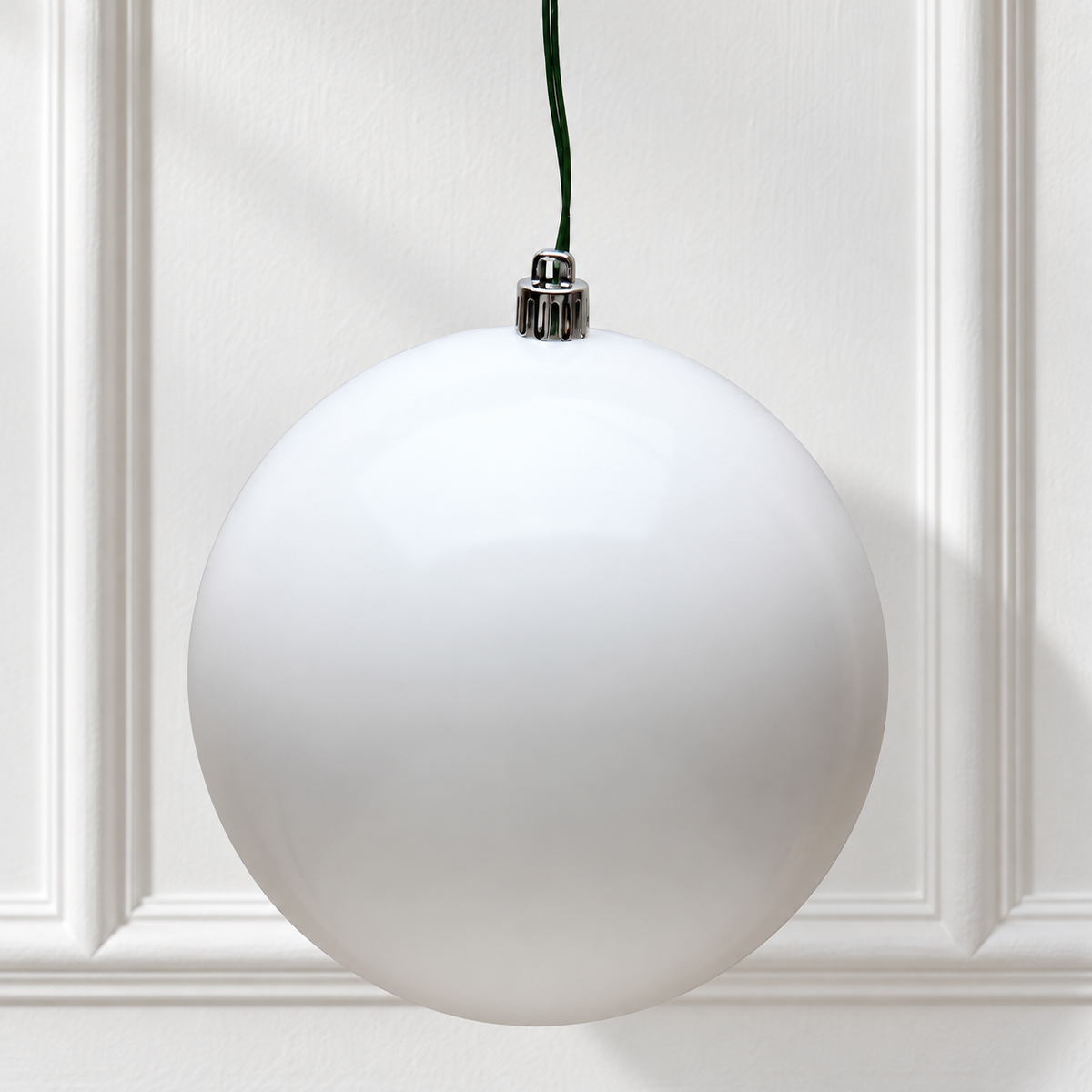 4" UV Treated Ball Ornament - White - Candy - Set of 6 — view 2