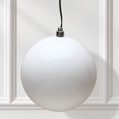 4" UV Treated Ball Ornament - White - Candy - Set of 6 — view 2