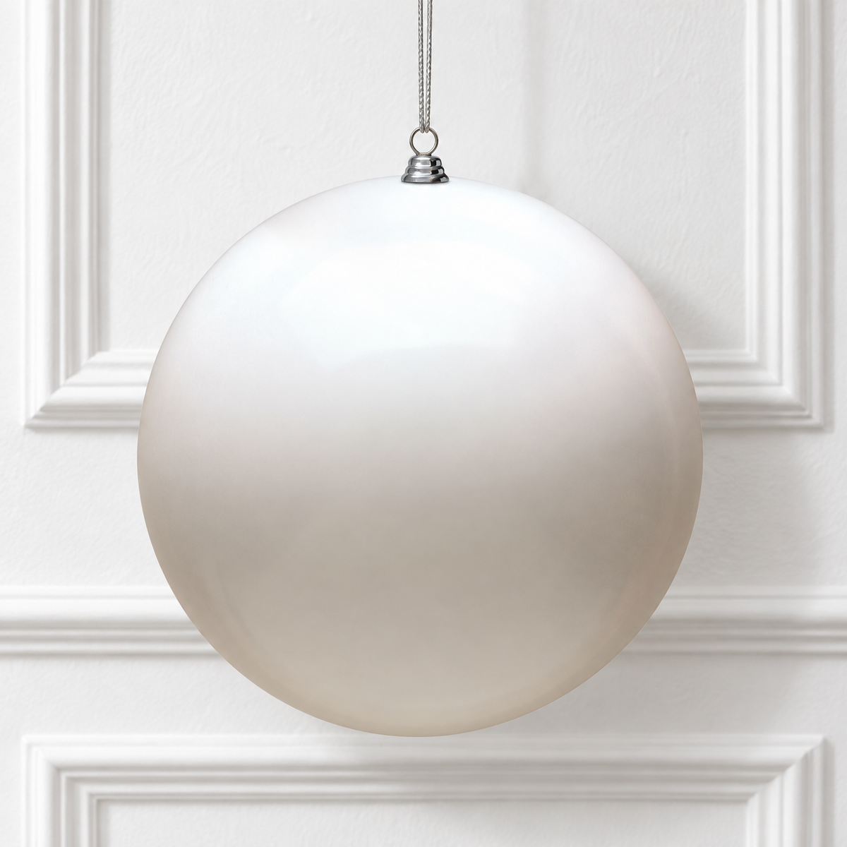 4" UV Treated Ball Ornament - White - Shiny - Set of 6 — view 2