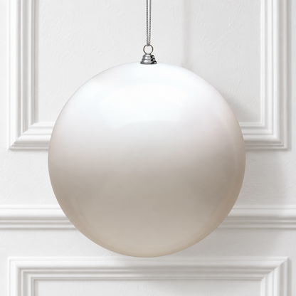 4" UV Treated Ball Ornament - White - Shiny - Set of 6 — view 2