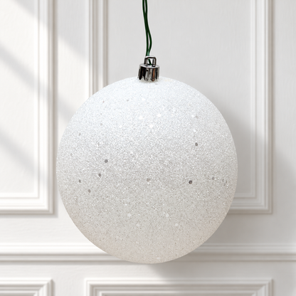4" UV Treated Ball Ornament - White - Sequin - Set of 6 — view 2
