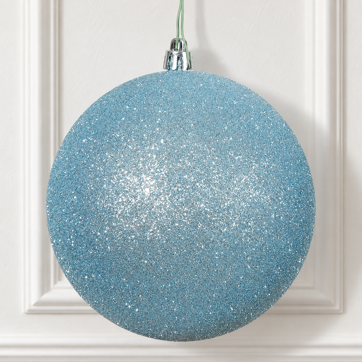 6" Shatterproof Ball Ornament - Baby Blue - Glitter - Bag of 4 — view 2