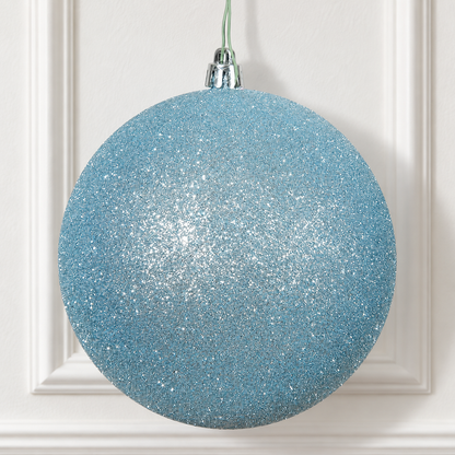 6" Shatterproof Ball Ornament - Baby Blue - Glitter - Bag of 4 — view 2