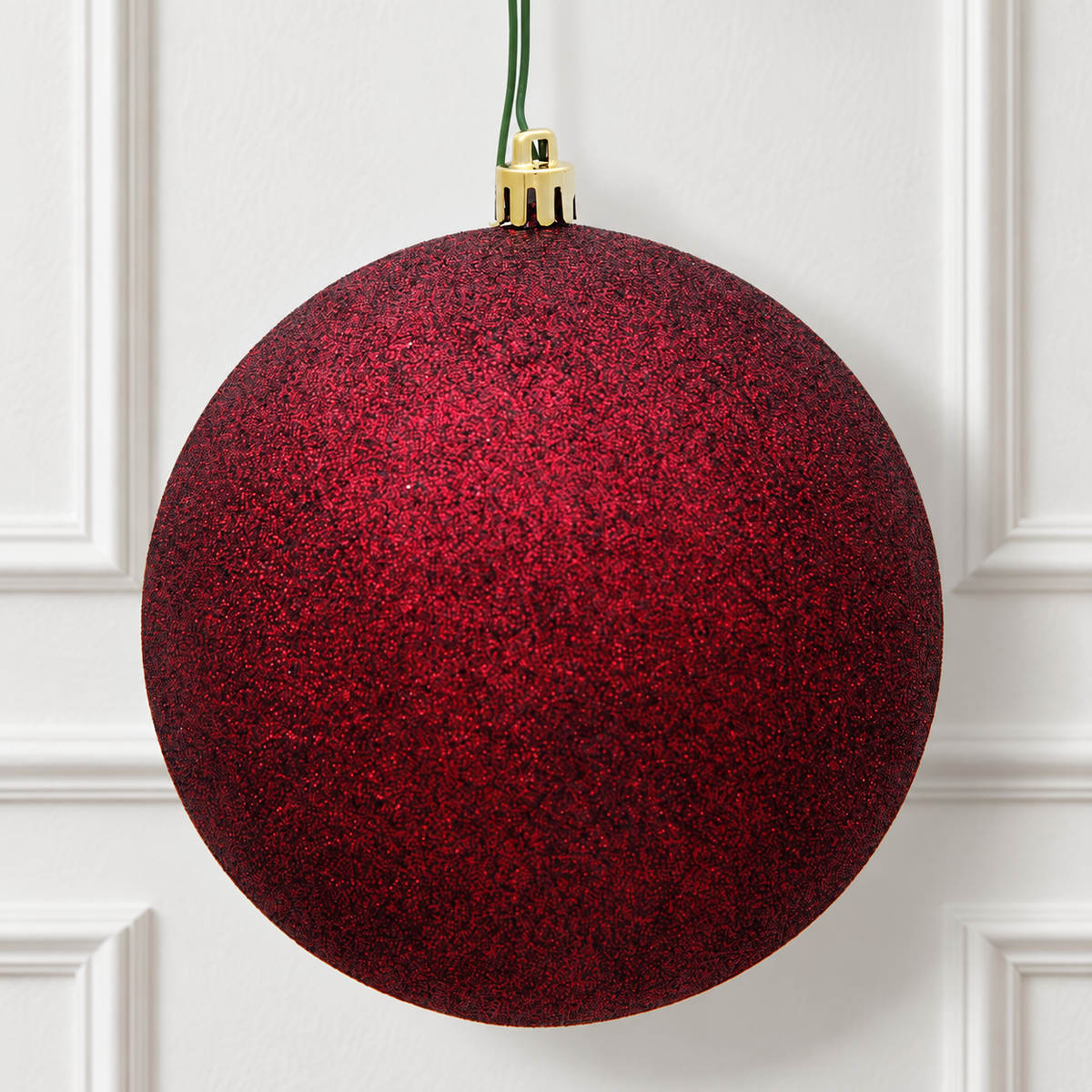 6" Shatterproof Ball Ornament - Burgundy - Glitter - Bag of 4 — view 2