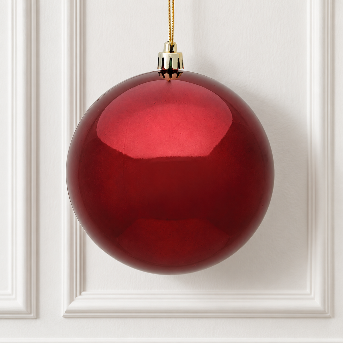 6" Shatterproof Ball Ornament - Burgundy - Shiny - UV Treated - Bag of 4 — view 2
