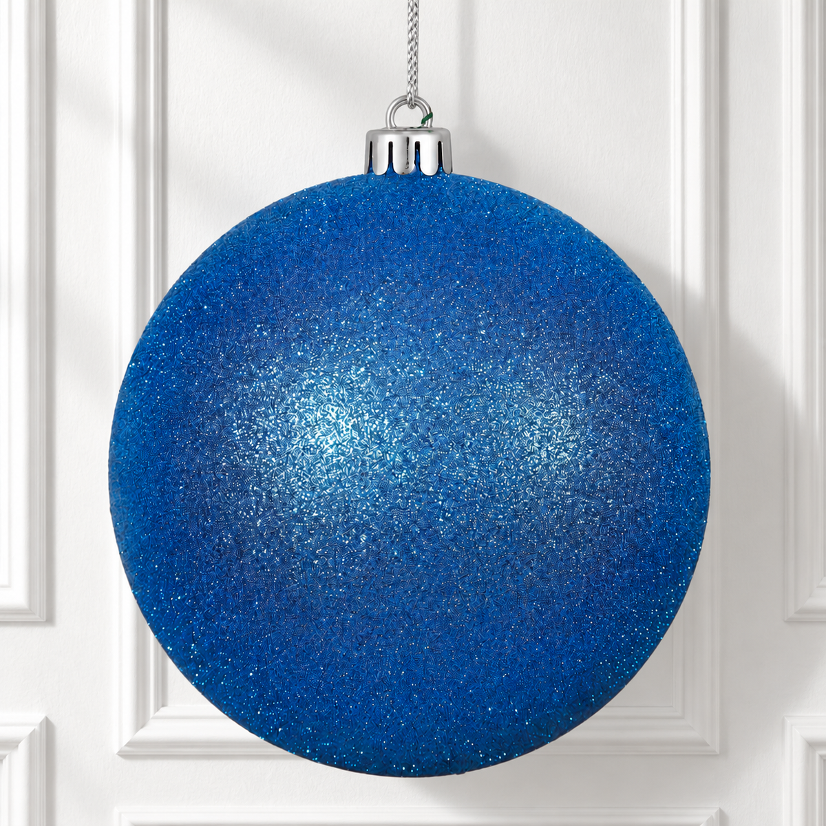 6" Shatterproof Ball Ornament - Blue - Glitter - Bag of 4 — view 2