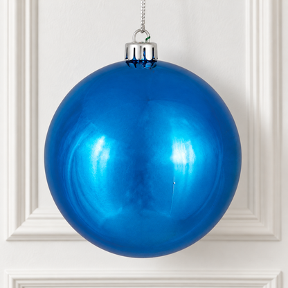 6" Shatterproof Ball Ornament - Blue - Shiny - UV Treated - Bag of 4 — view 2