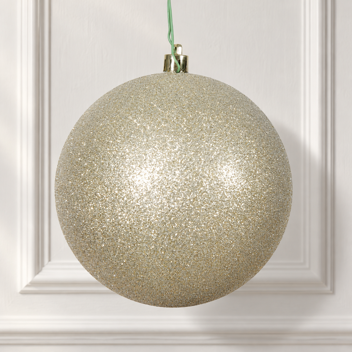 6" Shatterproof Ball Ornament - Champagne - Glitter - Bag of 4 — view 2