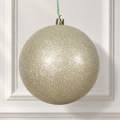 6" Shatterproof Ball Ornament - Champagne - Glitter - Bag of 4 — view 2