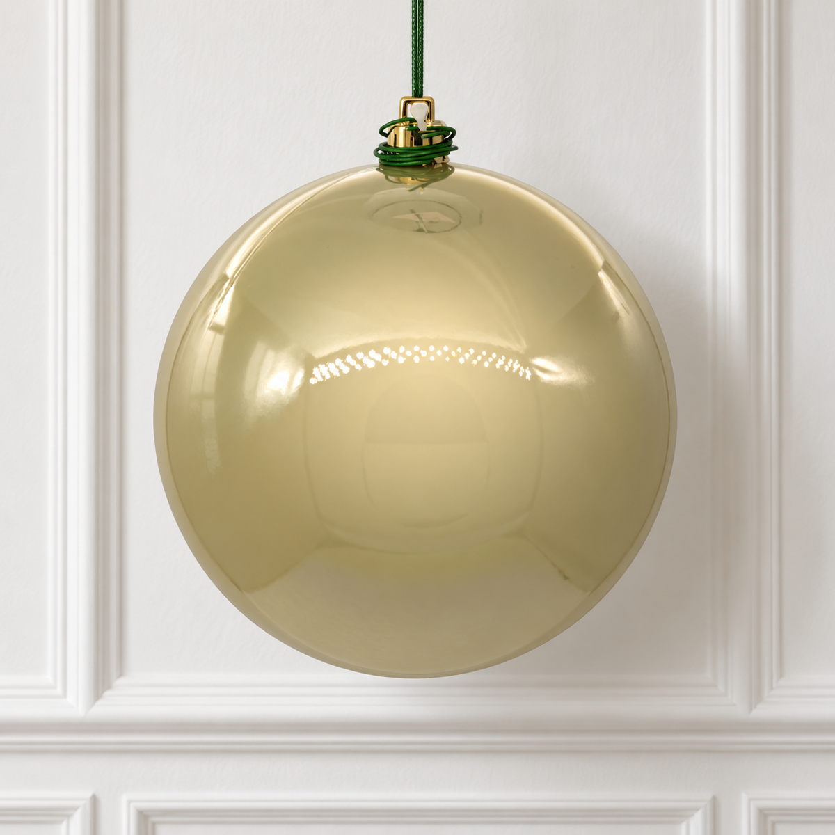 6" Shatterproof Ball Ornament - Champagne - Pearl - UV Treated - Bag of 4 — view 2