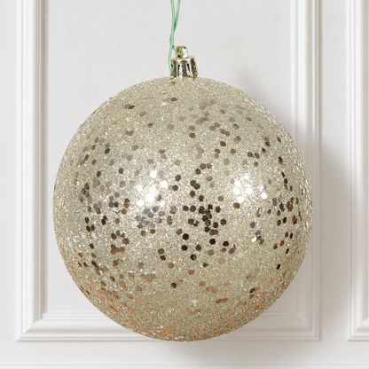 6" Shatterproof Ball Ornament - Champagne - Sequin - Bag of 4 — view 2